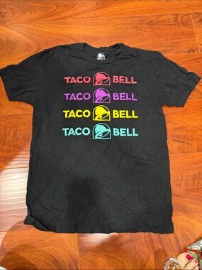 Taco Bell Black Short Sleeve Logo Tee - Multicolor Print
